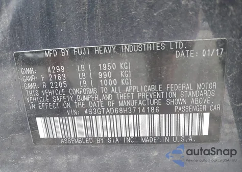 2017 Subaru Impreza 2.0I Premium из США, поврежденный, VIN 4S3GTAD68H3714186